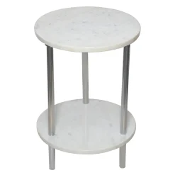 * Laila Ali Iris White Marble Accent Table Opening Sales< Accent Tables