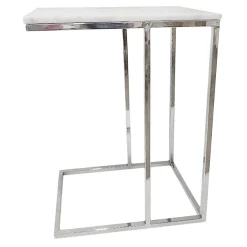 * Laila Ali Marbled-Top Silver C-Table Flash Sale< Accent Tables