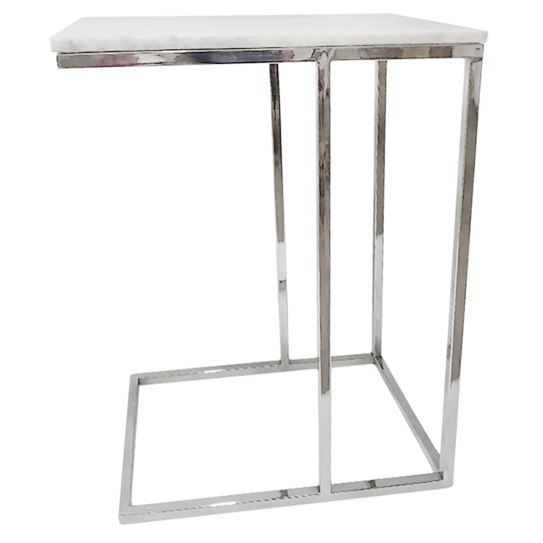 * Laila Ali Marbled-Top Silver C-Table Flash Sale< Accent Tables