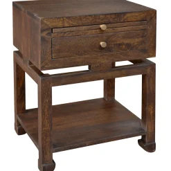 * Maddison Chestnut Wood Side Table With Drawer Discount< Accent Tables