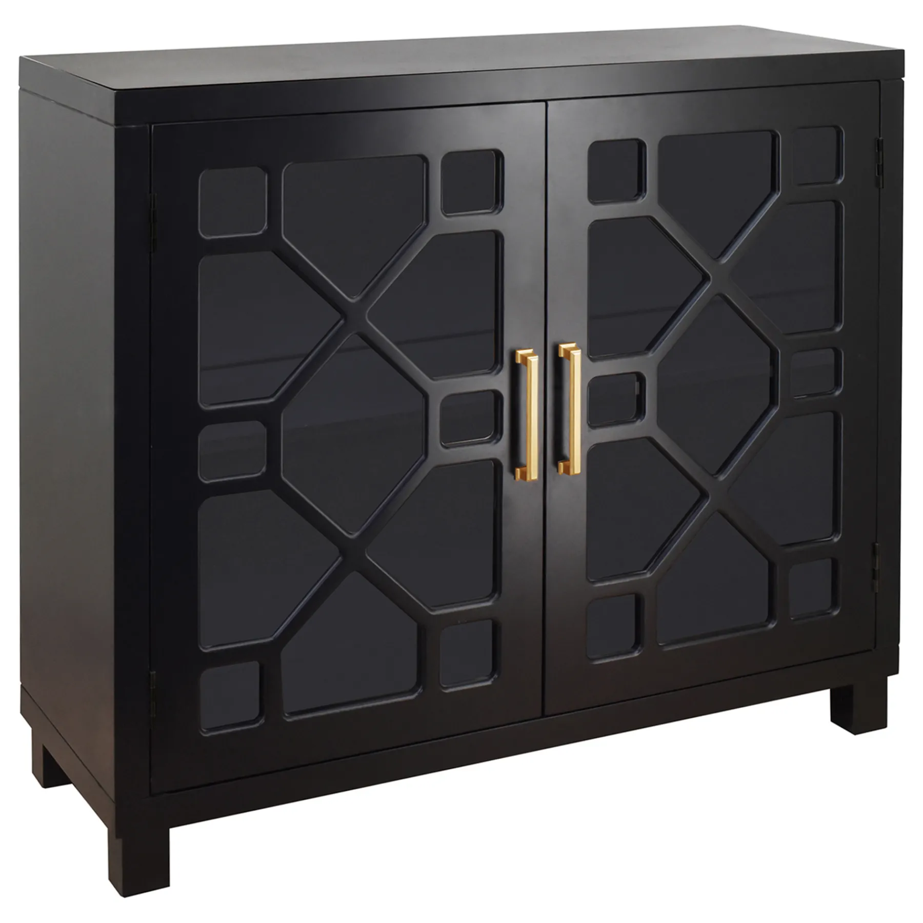 * Merrick Black Glass Pane Cabinet Exquisite Gifts< Cabinets & Chests