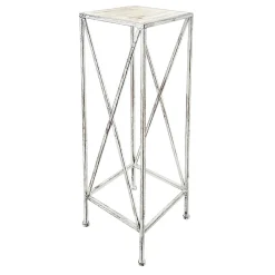 * Metal Plant Stand With Wood Top Grey, Small Exquisite Gifts< Plant Stands
