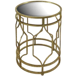 * Mirror Top Table With Gold Quatrefoil Base, Small Promotion< Accent Tables