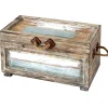 * Nantucket Weathered Wood Decorative Storage Trunk, Small Discount Online< Accent Tables