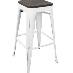 * Oregon Vintage White Industrial Backless Barstool, 30 Opening Sales< Barstools
