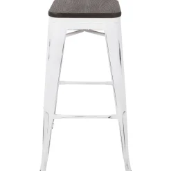 * Oregon Vintage White Industrial Backless Barstool, 30 Opening Sales< Barstools