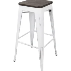 * Oregon Vintage White Industrial Backless Barstool, 30 Opening Sales< Barstools