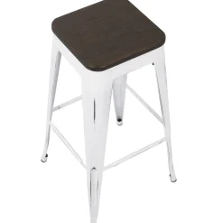 * Oregon Vintage White Industrial Backless Barstool, 30 Opening Sales< Barstools