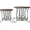 * Oval Wood Top Gothic Table With Brown Arch Decorative Metal, Large Exquisite Gifts< Accent Tables