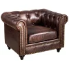 * Providence Chesterfield Tufted Brown Faux Leather Rolled Arm Chair Online Discount< Accent Chairs