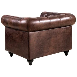* Providence Chesterfield Tufted Brown Faux Leather Rolled Arm Chair Online Discount< Accent Chairs
