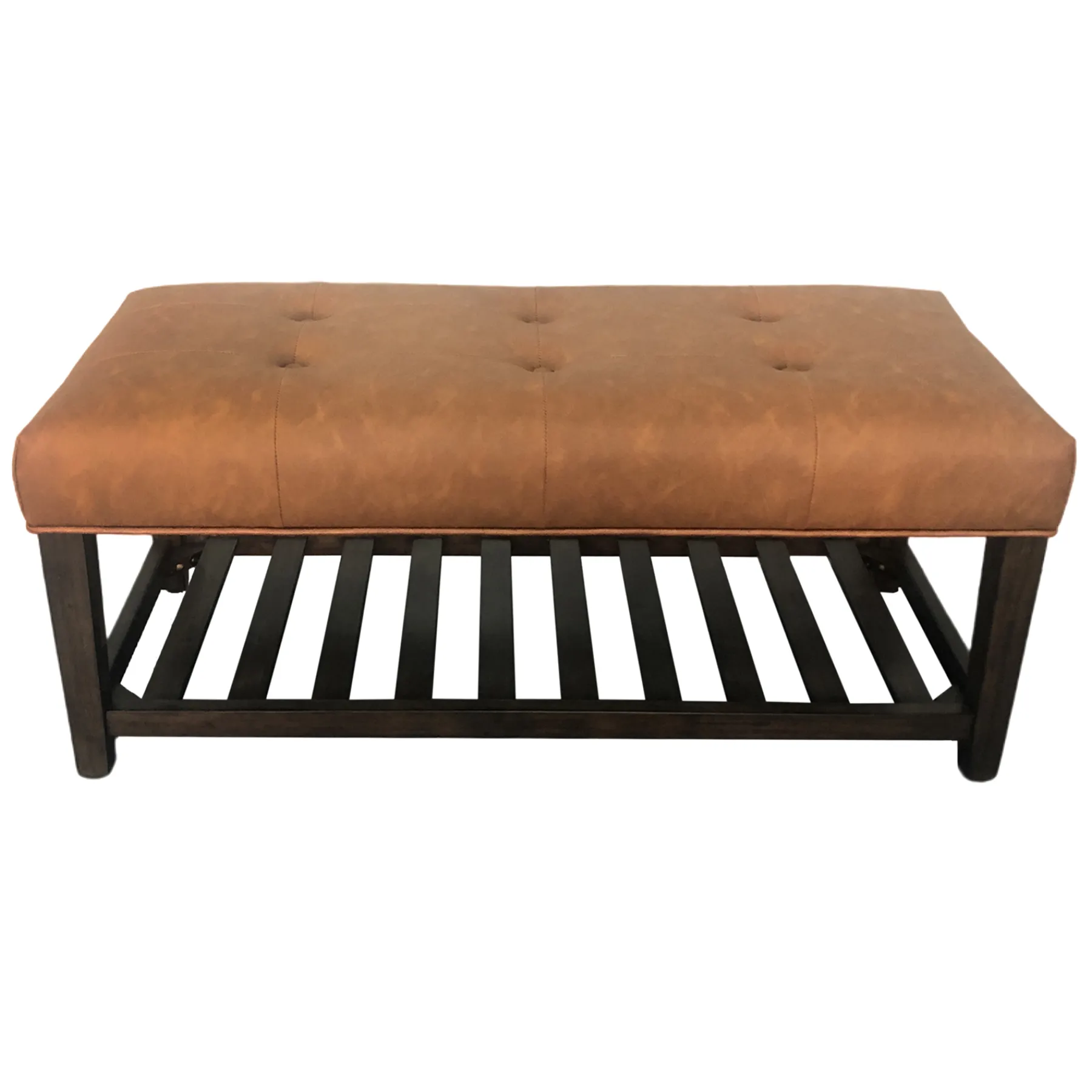 * Providence Collins Leather Bench, Brown Opening Sales< Stools & Benches