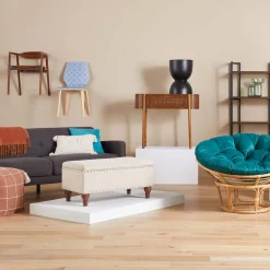 * Providence Jasmine Linen Storage Ottoman, Beige Outlet< Benches