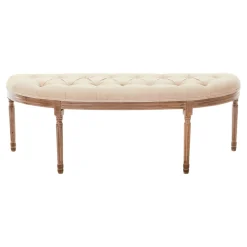 * Providence Lourdes Tufted Curved Bench, Neutral Clearance< Stools & Benches