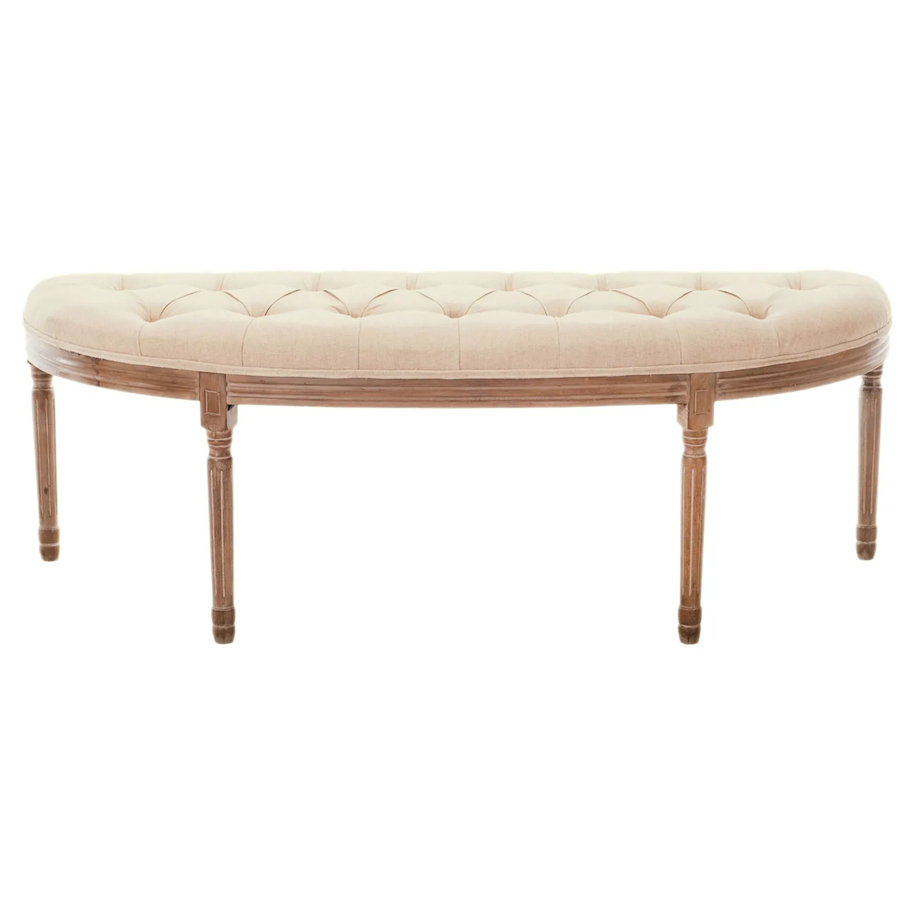 * Providence Lourdes Tufted Curved Bench, Neutral Clearance< Stools & Benches
