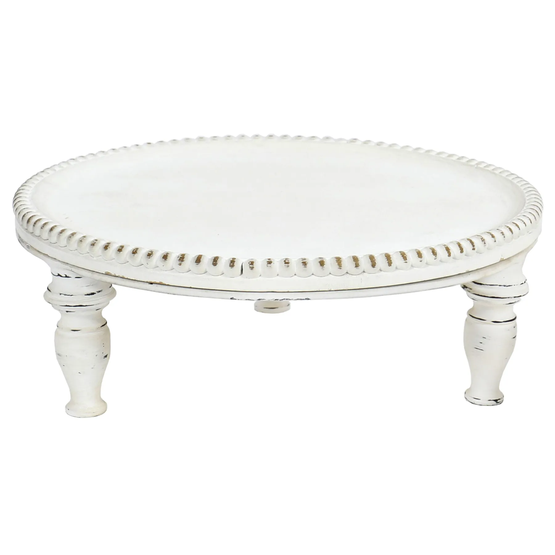 * Providence White Wood Beaded Plant Stand, 13.5 Gift Selection< Plant Stands