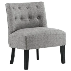 * Rich Dark Grey Tufted Armless Accent Chair With Performance Fabric Opening Sales< Accent Chairs