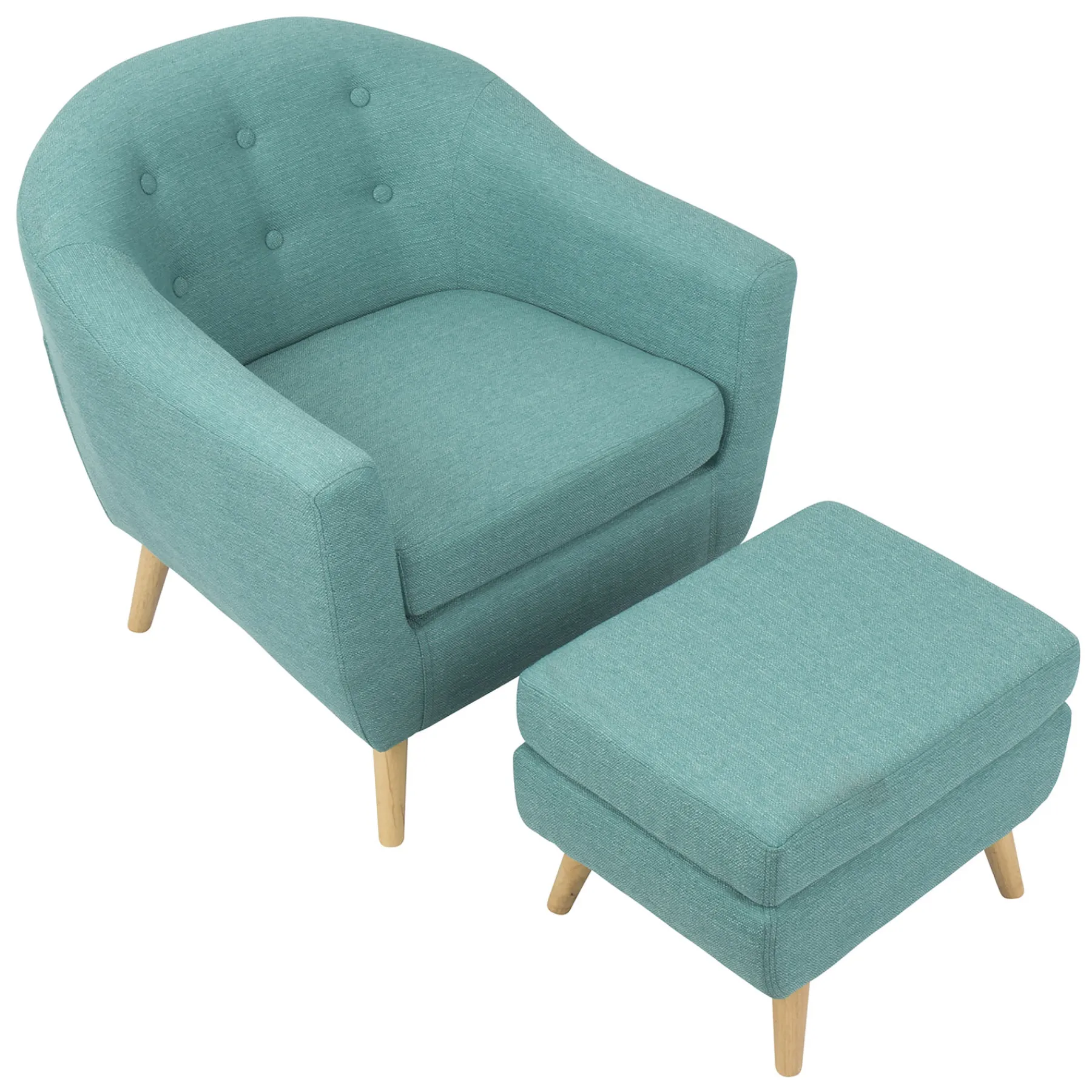 * Rockwell Accent Chair & Ottoman Set, Teal Clearance< Accent Chairs