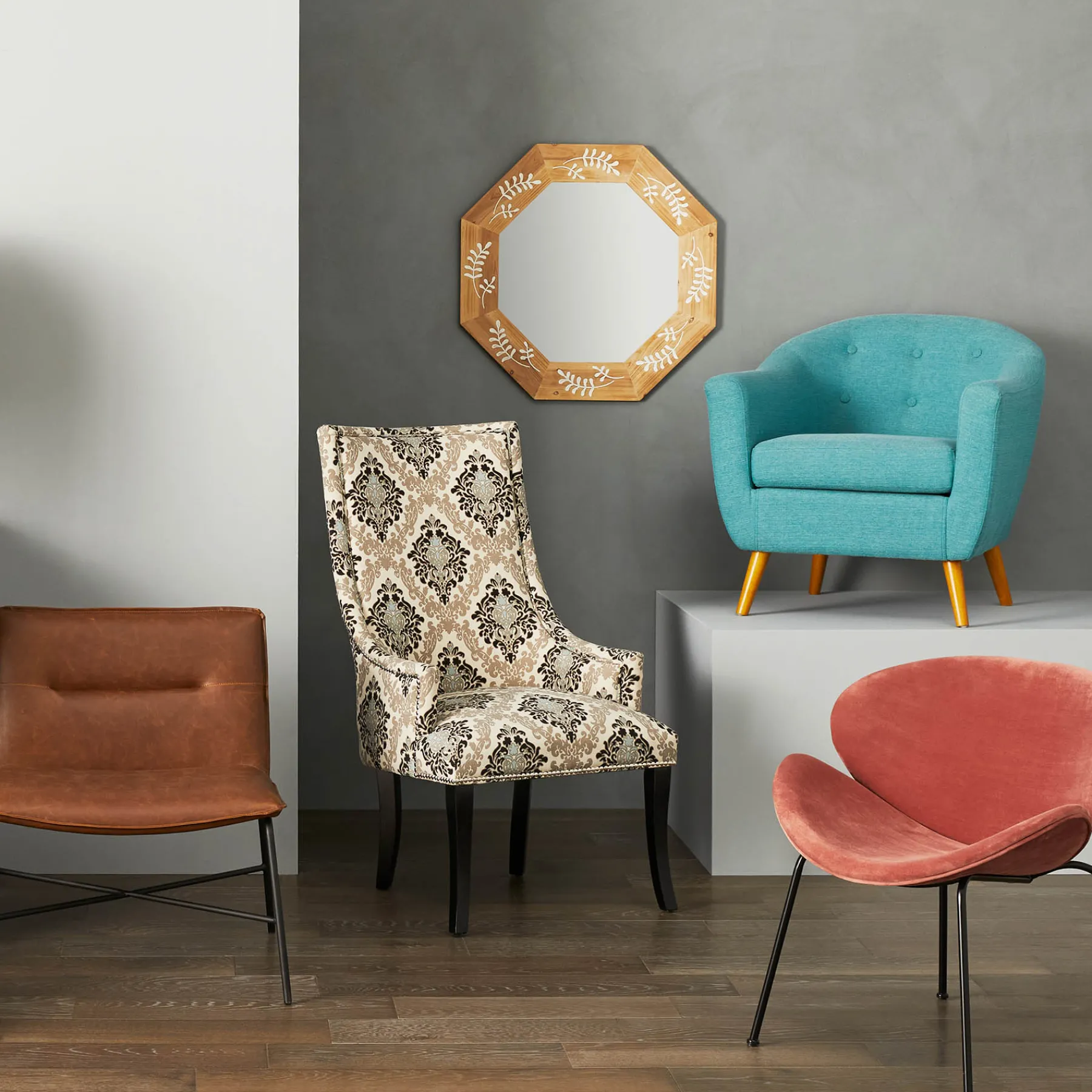 * Rockwell Teal Mid-Century Modern Accent Chair Gift Selection< Accent Chairs