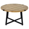 * Round Wood Top Coffee Table With Metal X Base Clearance< Coffee & End Tables