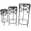 * Round Wood Top With Scroll Metal Plant Stand, Small Opening Sales< Plant Stands