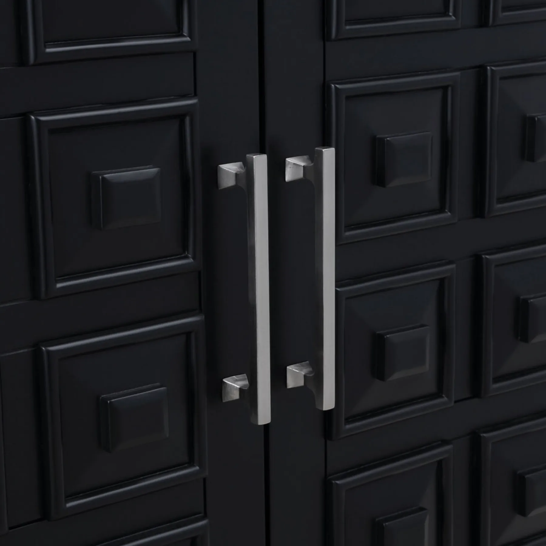 * Sadie 2-Drawer Geometric Cabinet, Black Outlet< Cabinets & Chests