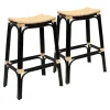 * Set Of 2 Indah Rattan Backless Barstool, Black Online Discount< Barstools