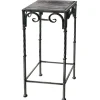 * Square Wood Top Plant Stand With Rustic Twist Metal Leg, Large Clearance< Plant Stands