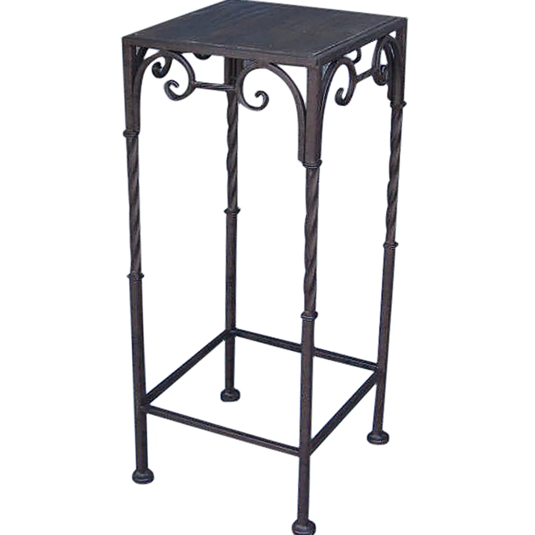 * Square Wood Top Plant Stand With Brown Twist Metal Leg, Medium Online Discount< Plant Stands