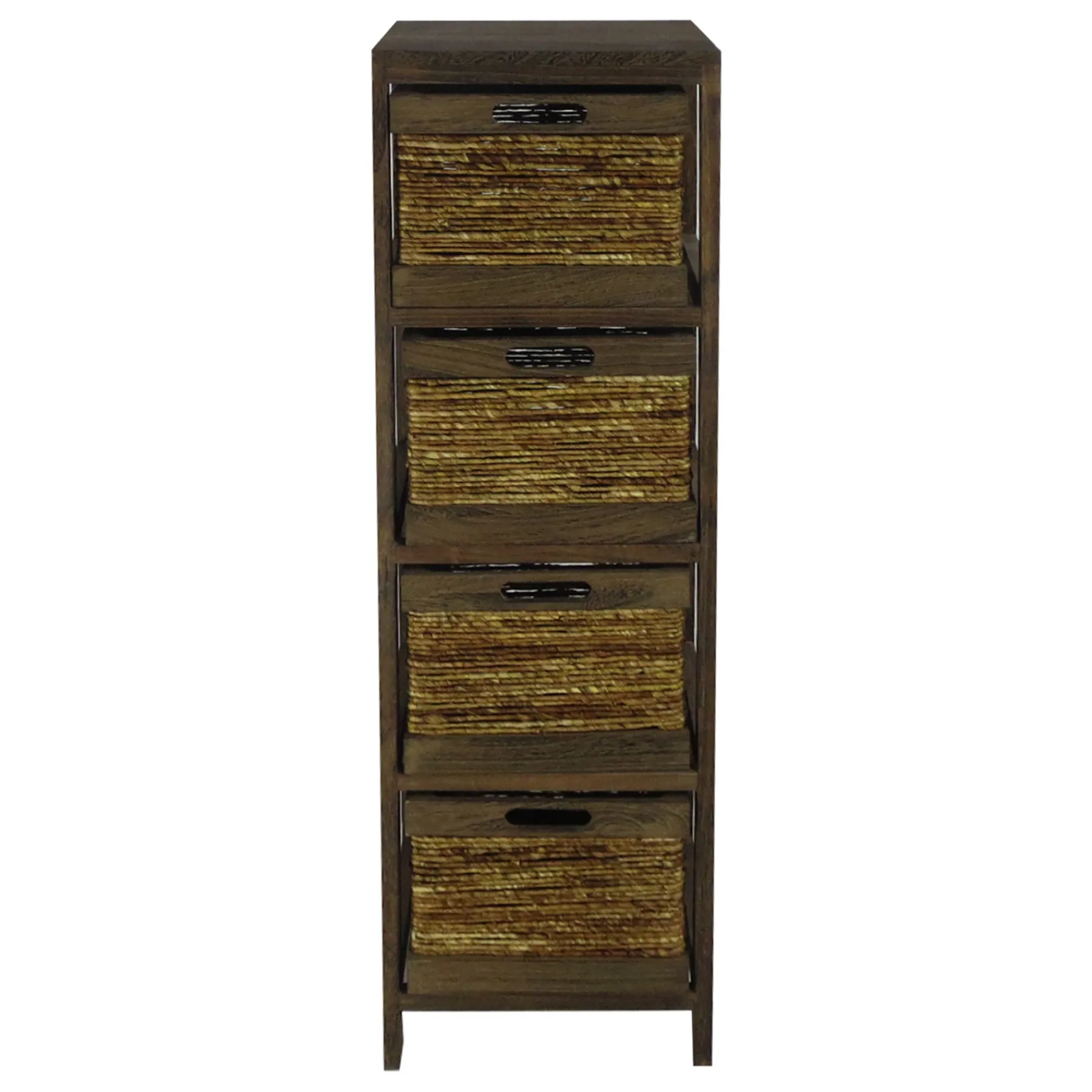 * 4-Tier Brown Wooden Shelf With Maize Drawers Discount Online< Cabinets & Chests