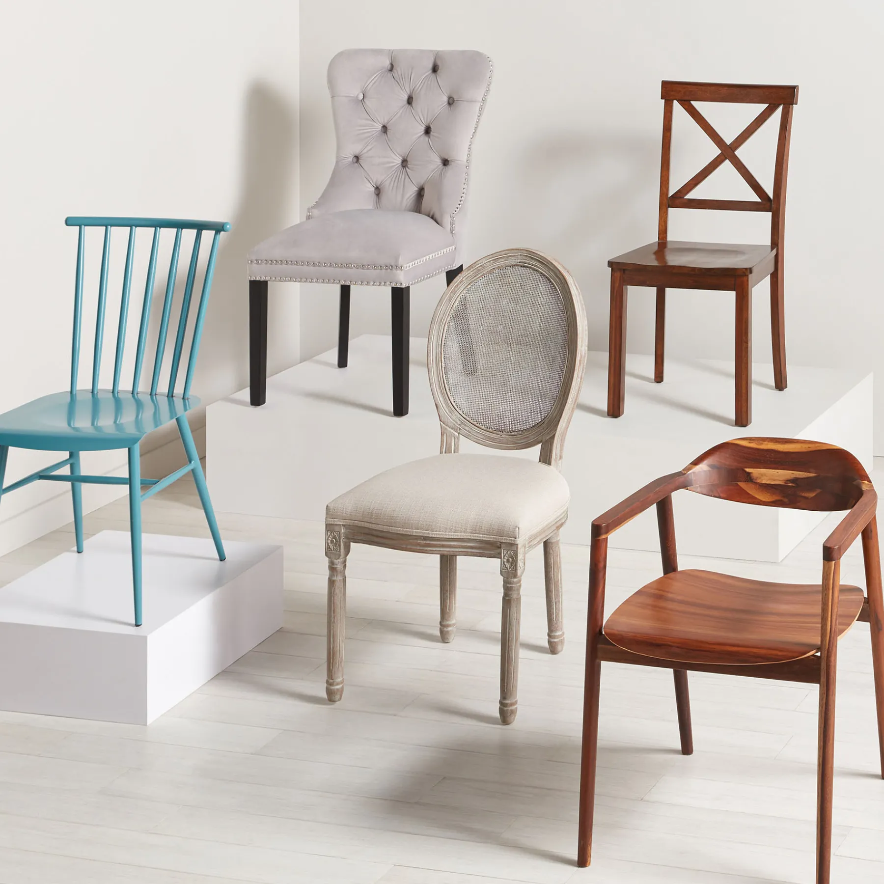 * Velvet Grey Tufted Ring Back Dining Chair Discount Online< Dining Chairs & Benches
