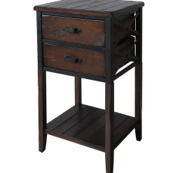 * Wood And Metal X-Side Table Less Expensive< Accent Tables