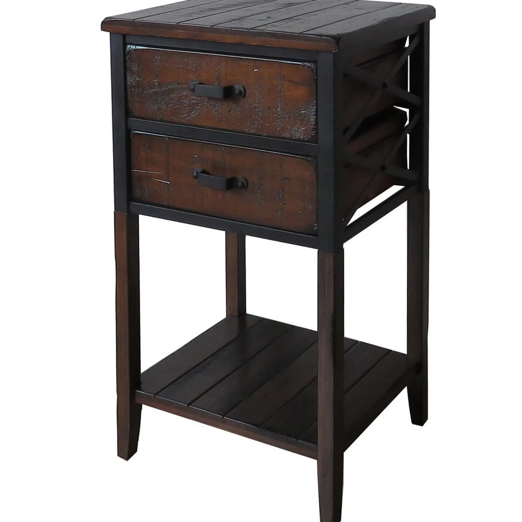 * Wood And Metal X-Side Table Less Expensive< Accent Tables