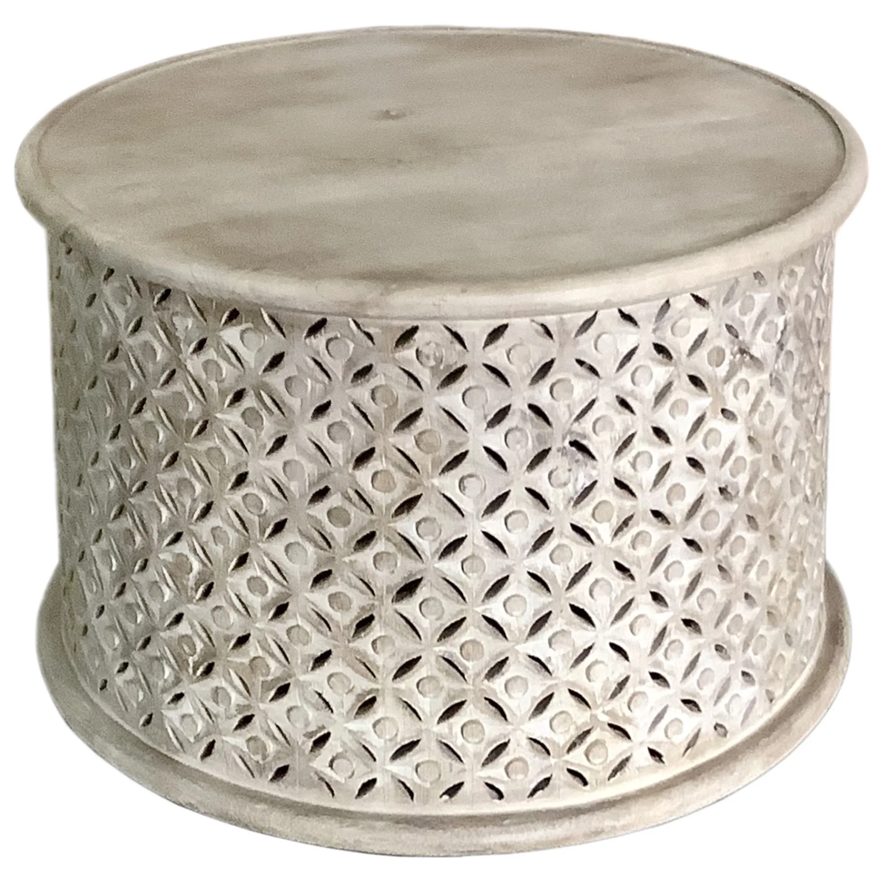 * Wood Cutout Drum Coffee Table Online Discount< Coffee & End Tables