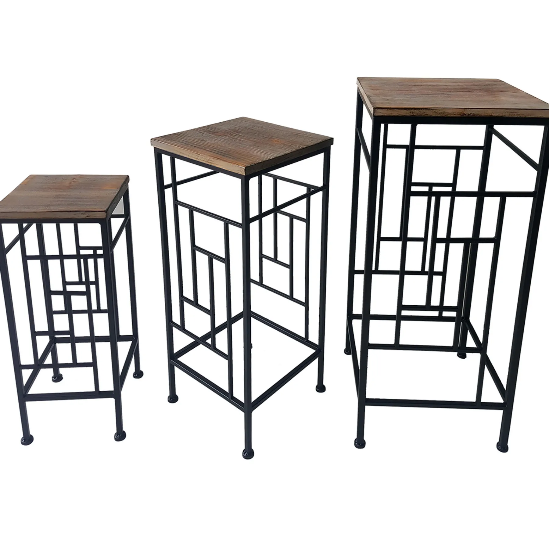* Wood Top Plant Stand With Metal Frame, Large Promotion< Plant Stands