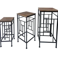 * Wood Top Plant Stand With Metal Frame, Medium Fashion< Plant Stands