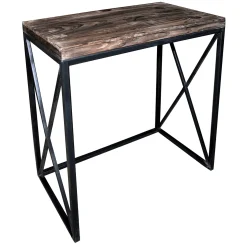 * Wood Top With Black Cross Metal Table, Medium Premium< Accent Tables