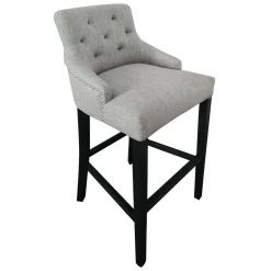 * York Grey Upholstered Tufted Barstool Bargain Sale< Barstools
